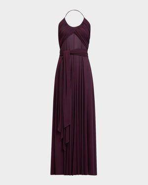 Draped Halter Backless Gown