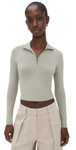 James Perse Cropped Long Sleeve Half Zip Overcast 1