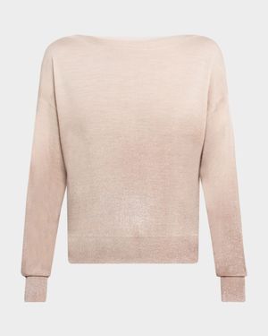 Bateau-Neck Shimmer Ombre Sweater
