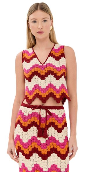ESCVDO Susprio Top Burgundy/Fuchsia/Brown L
