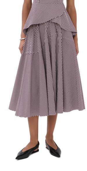 Bite Studios Maxime Striped Organic Cotton Skirt Plum Stripe 34