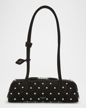 Le Teckel Small Shoulder Bag in Studded Suede