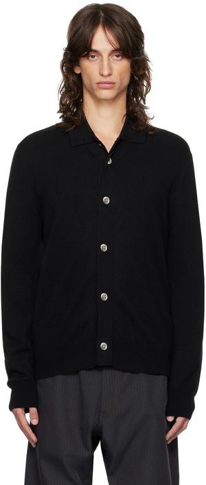 Comme Des Garçons Homme Deux Cardigan noir en laine à boutons