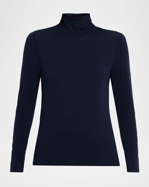 Turtleneck Sheer Knit Pullover