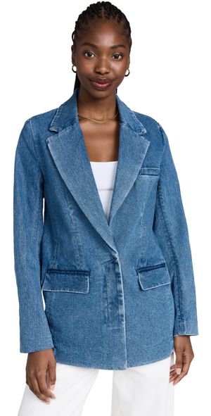 STAUD Maxwell Blazer Medium Wash XS
