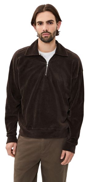 ASHER Claude Quarter Zip Chocolate M