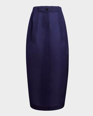 Lucian Long Pleated Silk Skirt