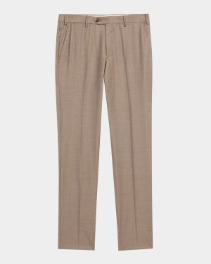 Men's Wool Sharkskin Flat Front Trousers