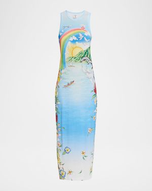 Aloha Printed Midi Tank Dress
