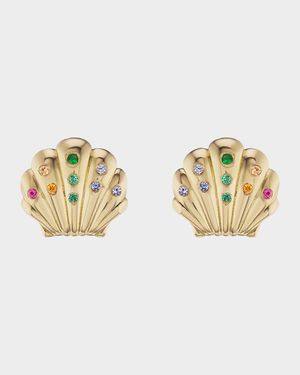 Small Shell Stud Earrings with Stones