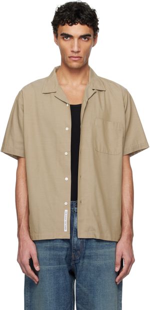nanamica Beige Open Collar Panama S/S Shirt