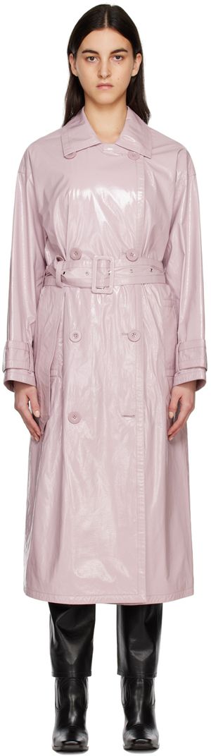 Stand Studio Pink Katharina Faux-Leather Trench Coat