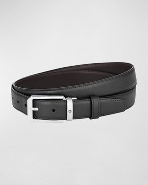 Men's Trapeze Reversible Leather Buckle Belt