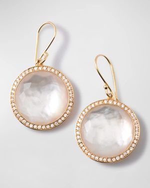 Round Drop Earrings in 18K Gold with Diamonds