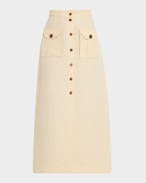 Savannah Appaloosa Pockets Button-Front Ankle Skirt