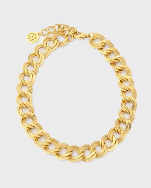 Gold Textured Link Chain Necklace