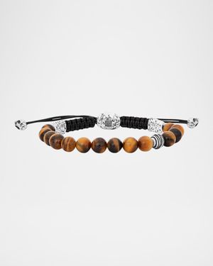 Men's Sterling Silver Tigers Eye Beaded Bracelet