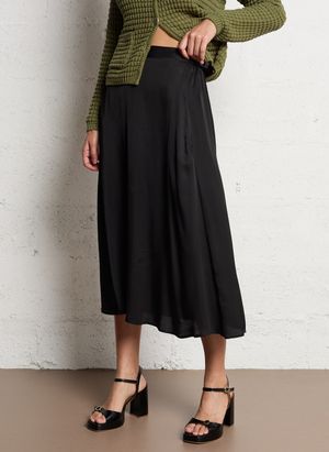 Sud Express - Jupe midi satinée - Taille L - Noir