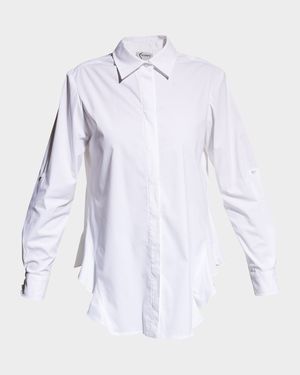 Agatha Side-Flounce Poplin Shirt