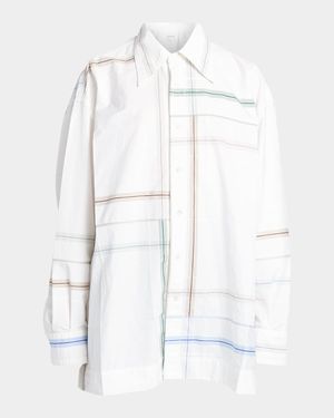 Abstract-Print Oversized Collared Shirt