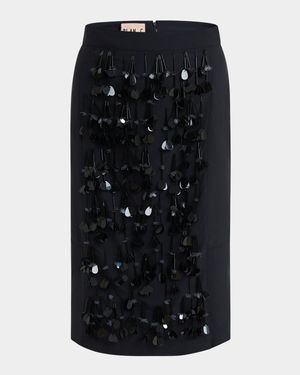 Sequined Straight Midi Skirt