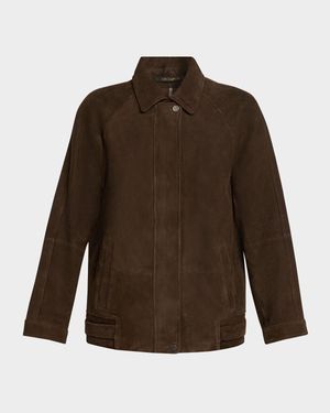 Bronze Raglan-Sleeve Suede Jacket
