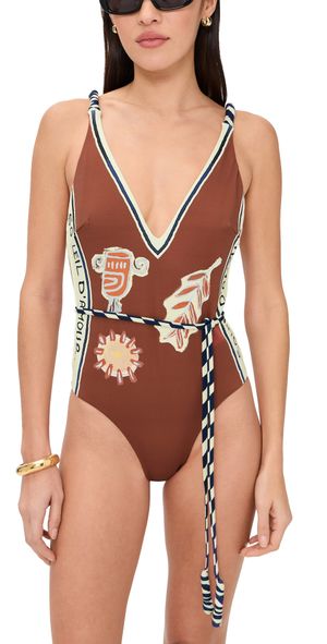 ALÉMAIS Soleil D'Amour V Neck One Piece Rust L
