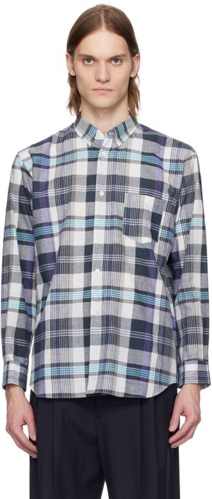 Comme des Garçons Shirt Gray & Blue Yarn Dyed Cotton Check Poplin Shirt