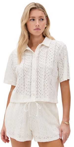 Z Supply Madrid Eyelet Top White M
