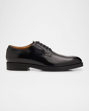 Men's Leather Rubber-Sole Derby Shoes