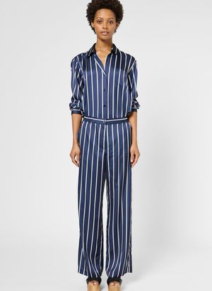 Gerard Darel - Pantalon large à rayures - Taille 46 - Bleu