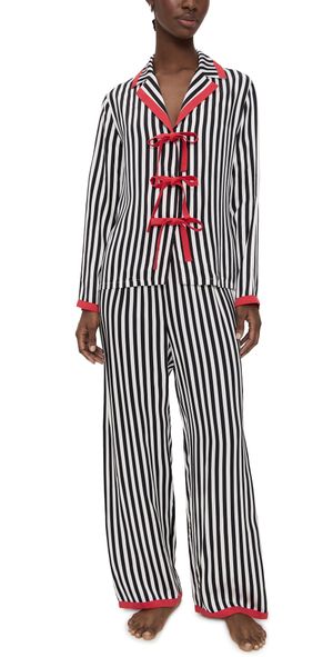 Sleeper Phoenix Striped Pajama Set Black Stripes L