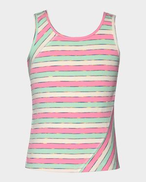 Girl's Ribbed Striped Tank Top, Size 4-14