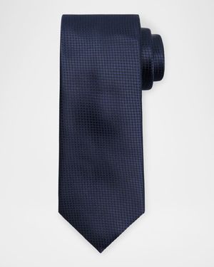 Men's Tonal Micro-Geometric Silk Tie