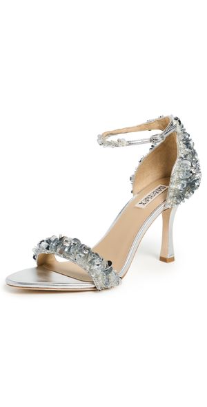 Badgley Mischka Venus Heeled Sandals Silver Metallic 9.5