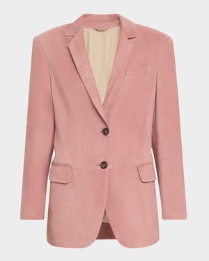 Suede Single-Breasted Blazer
