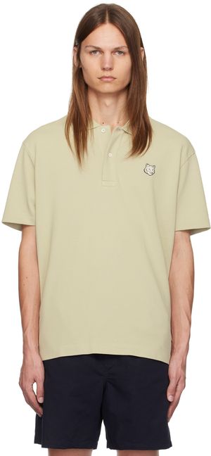 Maison Kitsuné Polo décontracté beige à écusson à logo de renard
