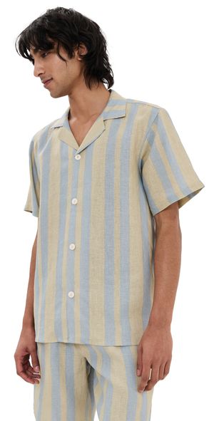 OAS Mist Strata Cuba Linen Shirt Multi XL