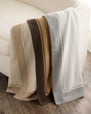 Skyline Border Stripe Cashmere Throw, 56" x 72"