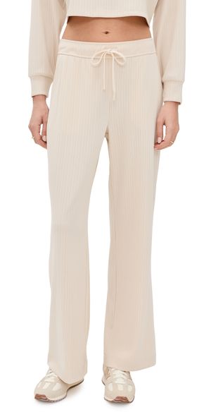 Beyond Yoga Breathe Easy Ribbed Wide Leg Pants Ivory M