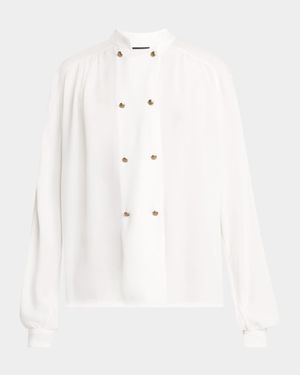 Double-Breasted Silk Blouse