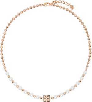 Givenchy Collier doré rose à perles et à breloque à logo 4G