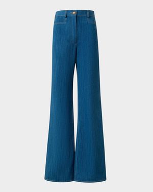 Celia Cotton Stretch Denim Flare Pants