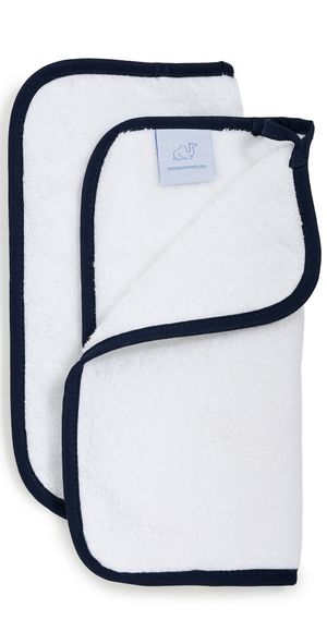 Weezie Signature Washcloths 2 Pack Navy on White One Size