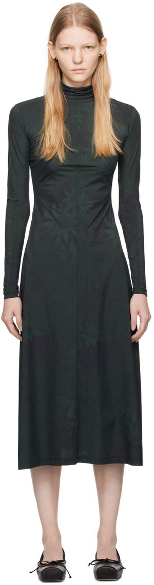 MM6 Maison Margiela Green Printed Maxi Dress