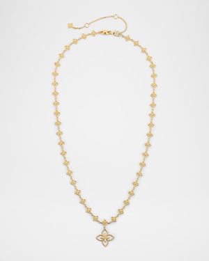 18K Yellow Gold Principessa Diamond Flower Pendant Necklace