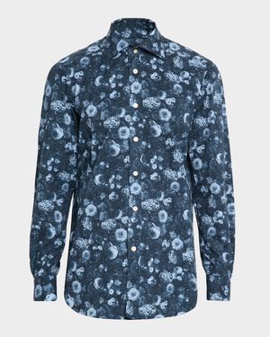 Men's Cotton Tonal Floral Sport Shirt