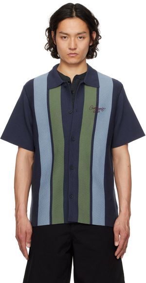 Carhartt Work In Progress Chemise à manches courtes Memory bleu marine en tricot