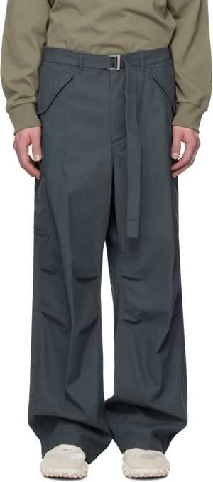 sacai Blue Cotton Twill Cargo Pants
