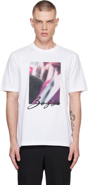 BOSS White Graphic Logo T-shirt